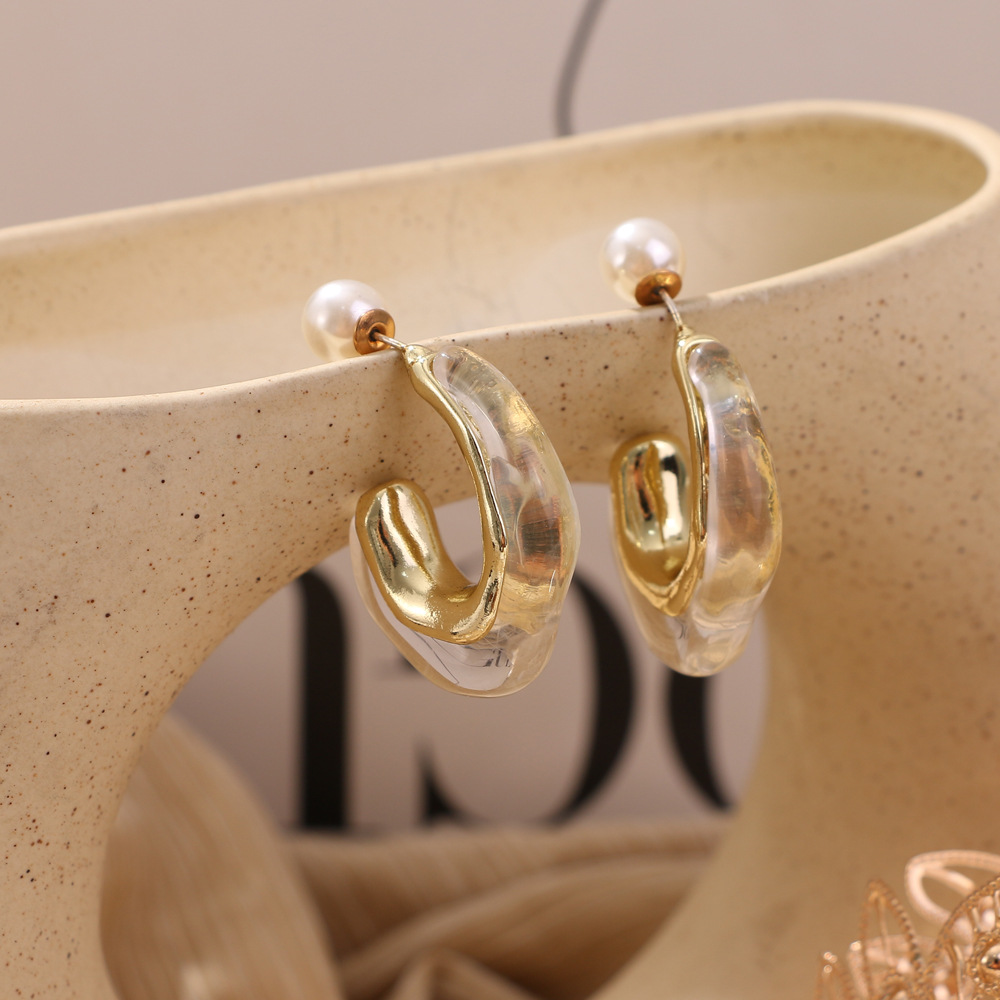 Women'S Gender Vintage Style Geometric Alloy Inlay Artificial Pearls Resin Women's Ear Studs