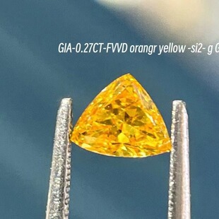 GIA International Certificate Triangle 0.27CT Yellow Diamond Bare Stone Inlay Ring Pendant Clarity si2 Diamond Bare Stone
