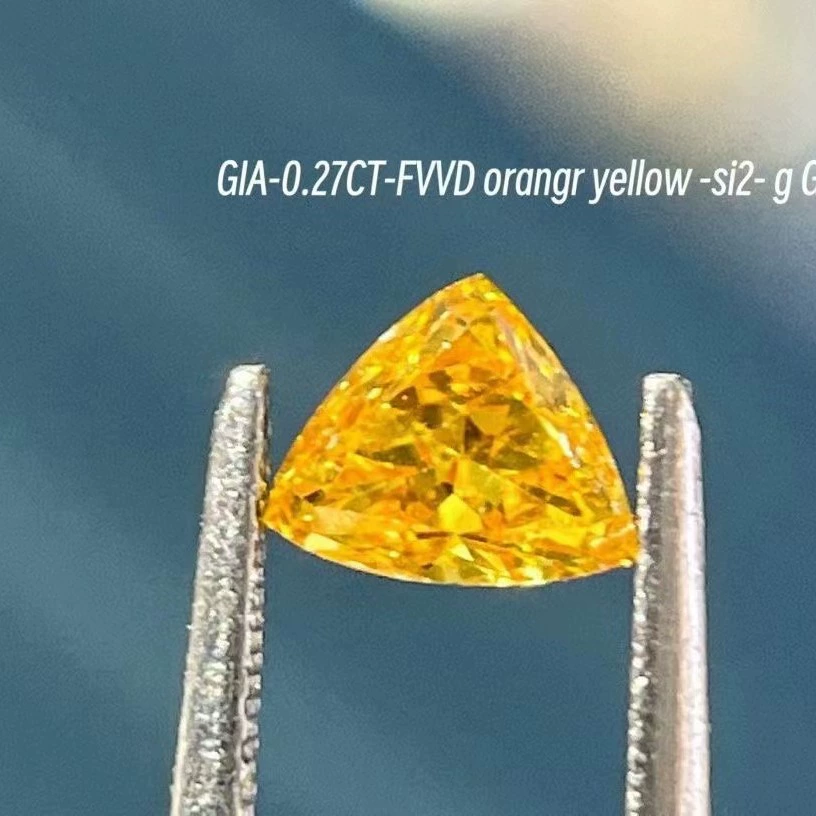 GIA Международный сертификат треугольник 0.27CT желтый бриллиант голый камень инкрустированный кольцо подвеска чистота si2 алмаз голый камень