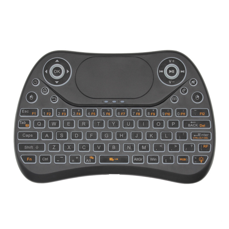 T2 +2.4g wireless mini touch keyboard with seven-color backlit rechargeable battery non-slip back large touchpad