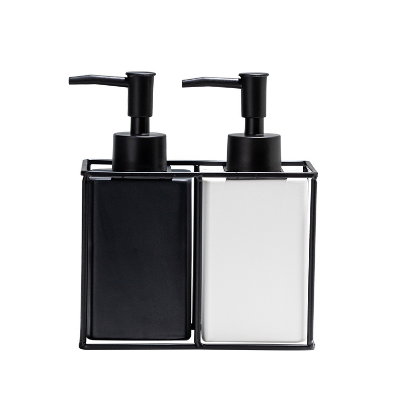 Dispensador de Jabón Líquido de Cerámica y Metal de Presión para Baño