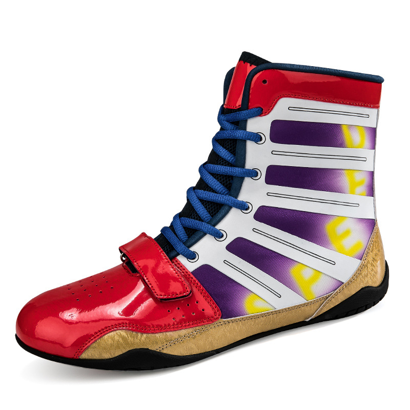 Cross-border hot sale 2024 men's and women's plus size boxing shoes fighting shoes couple shock absorption breathable training shoes competition special shoes