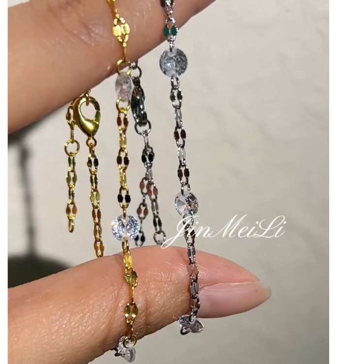 Xiaohongshu Same Style Diamond Rain Bracelet, Sparkling Zircon Bracelet for Women, Ins High-End Niche 925 Silver