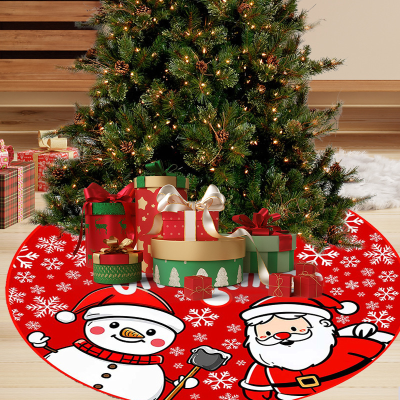 Christmas decoration supplies cross-border Christmas tree skirt printed linen cartoon old man party atmosphere decoration decoration