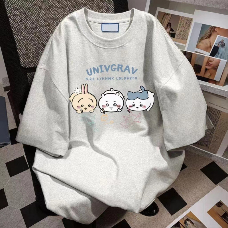 现货2025东南亚日韩可爱卡通印花短袖纯棉T恤大码宽松百搭上衣女