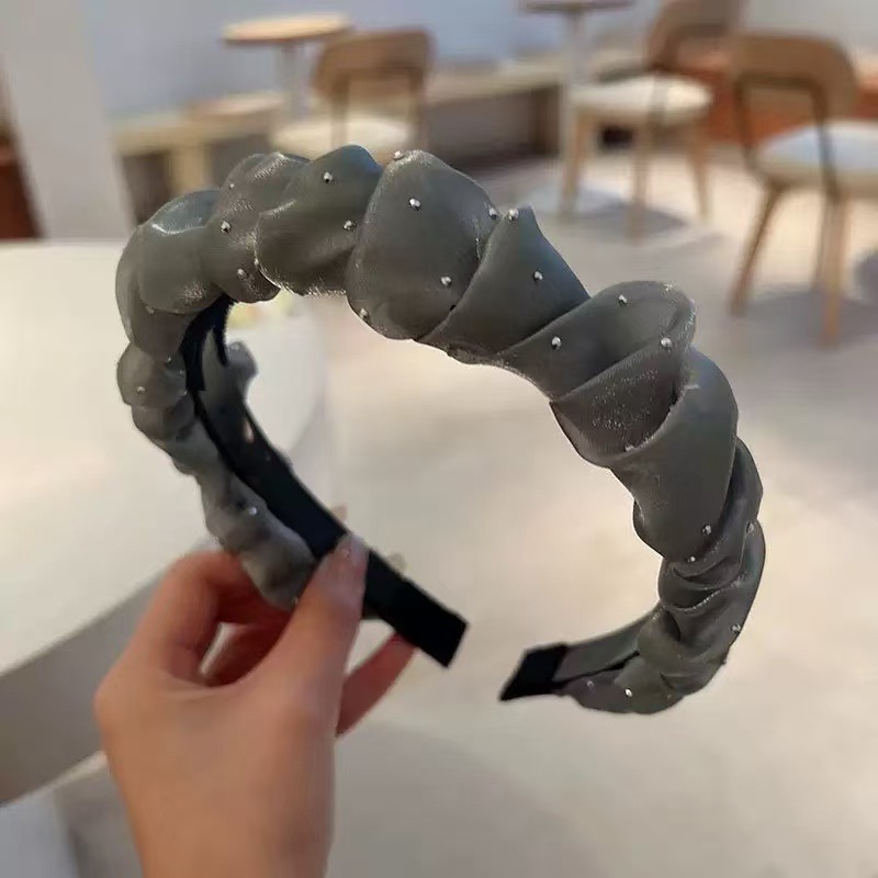新しいレトロなラインストーンツイストヘッドバンド、ハイエンドでエレガントなヘッドバンド、ヘアピン、女性用インターネットセレブスタイルのつば広ヘアプレス洗顔フープ|undefined
