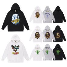 跨境批发潮牌BAPE经典猴子大猿人迷彩卡通印花连帽卫衣男女情侣款