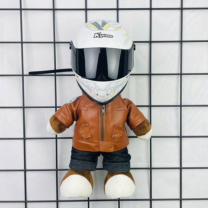 Coche eléctrico colgante oso muñeca casco cuero juguete coche tronco montar decoración 4S reparación tienda locomotora muñeca