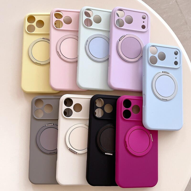 360 Rotating Stand New Liquid Silicone Suitable for Apple 16 Mobile Phone Case All-Inclusive 17Pro Anti-Fall 15 Protective Cover