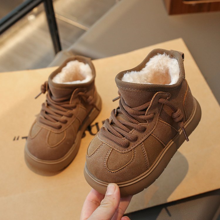 Girls' Snow Boots 2025 Winter New Children's Cotton Shoes Kapibara Big Toe Fleece Lined Thickened Parent-Child Loafers_voghion.com