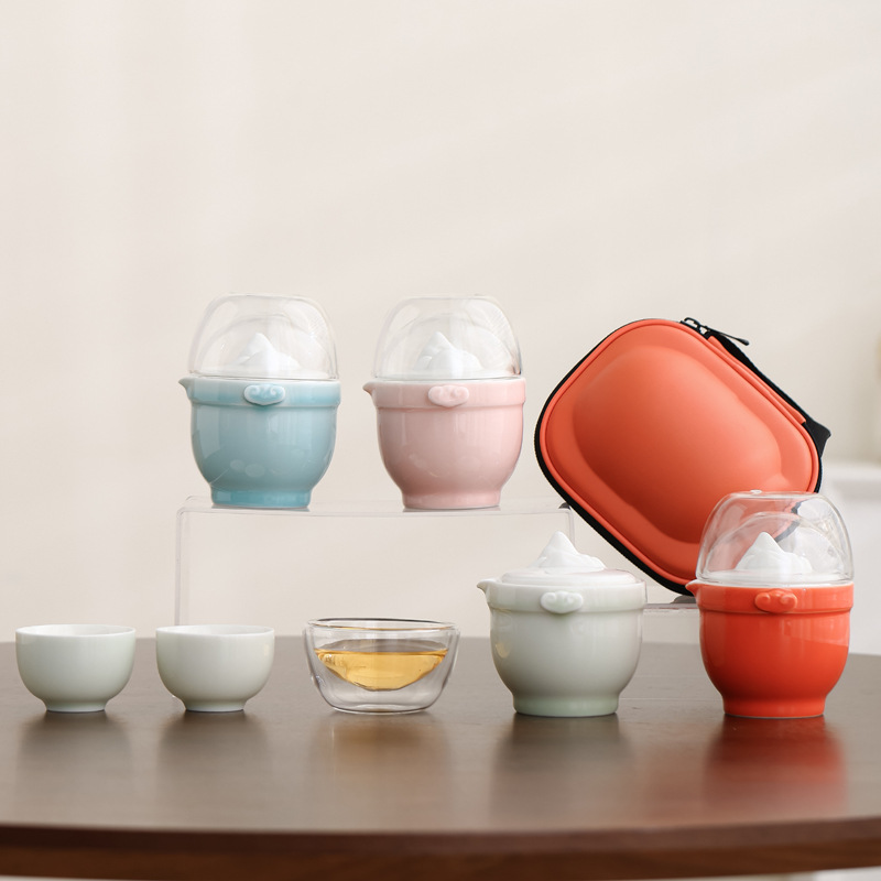 Juego de Té Portátil para Viajes de Vidrio para Camping y Exteriores