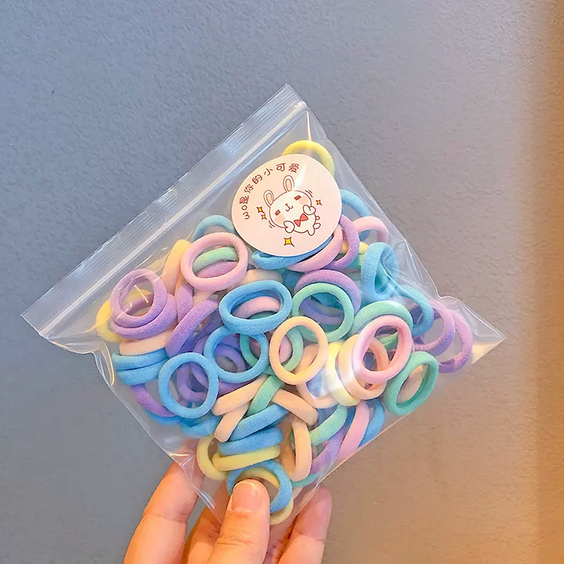 皮筋女童发绳扎头发小号发圈宝宝毛巾圈不伤发皮筋马卡龙色扎头发