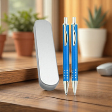 节日用品礼盒圆珠笔金属笔双根浅兰金属管两双同款两根盒子笔盒笔