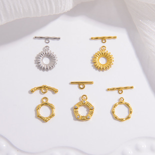 S925 Silver Oval Daisy Flower Shaped Star Shaped Ot Buckle Simple Mini Bracelet Necklace Coil Buckle SK38
