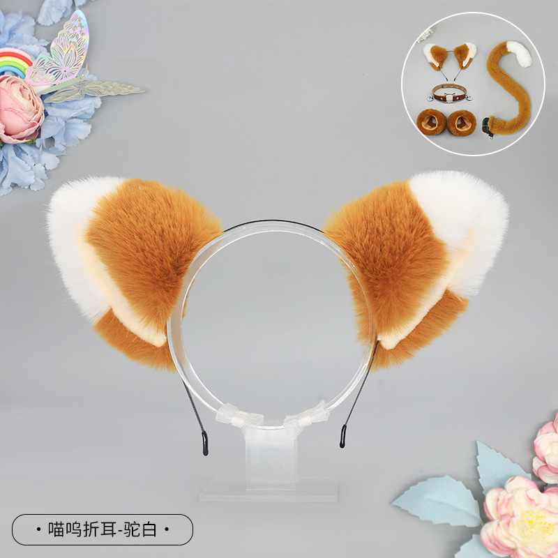 De una sola pieza hecha a mano de peluche Lolita diadema de oreja de gato KC accesorios para el cabello bestia oído tocado Fox oreja horquilla