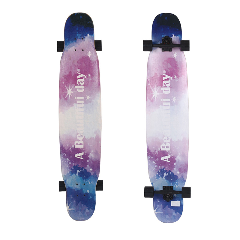 46-inch long board color sand four-wheel skateboard maple wood dance board road walking boys and girls scooter for street brushing