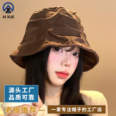 厂家直销日系复古纯色水桶帽文艺时尚百搭盆帽防风保暖护耳渔夫帽