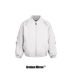 Broken Mirror 2025冬季New美式复古纯色飞行员夹克保暖棉服外套