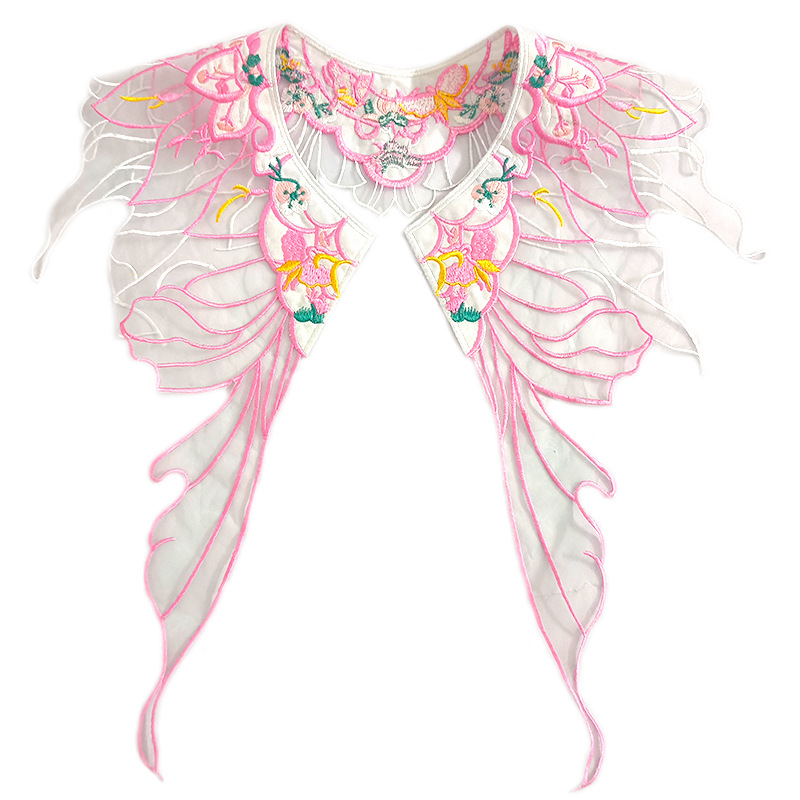 Colorful embroidered Hanfu cloud collar with organza base, doll collar, Tang suit accessory, lace embroidered fake collar, neckband, lace trim