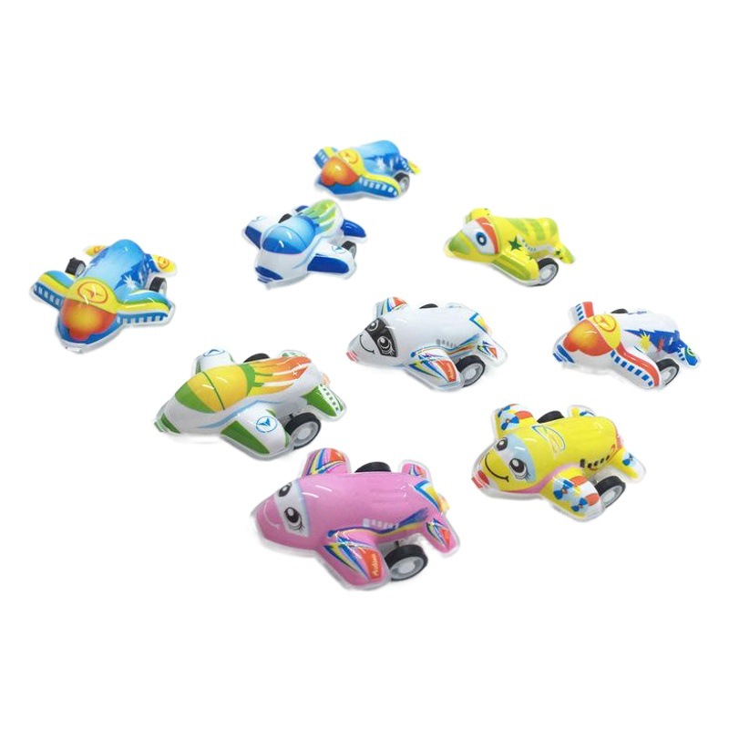 Chenghai small toy factory color printing blister film pull back small toy aircraft can hold twisted egg blind bag