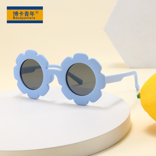 2024 New Children's Japanese and Korean Flower Shape Sunglasses Silicone Material Cartoon Polarized Sunglasses JC056
