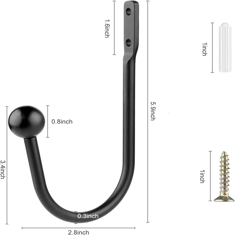 Cortina negra transfronteriza de galvanoplastia en polvo de pulverización gancho cortina de metal gancho de pared gancho curvado gancho de cortina en forma de U gancho lateral image 4