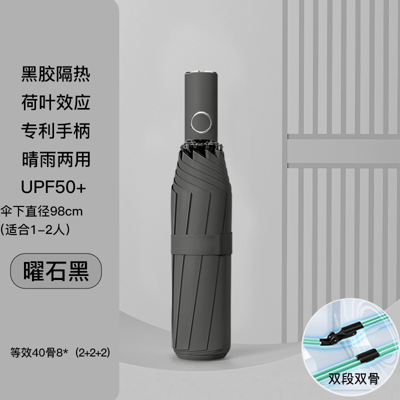【Fiber Umbrella Stand + Vinyl Sun Protection】Automatic 40 Bone Obsidian Black