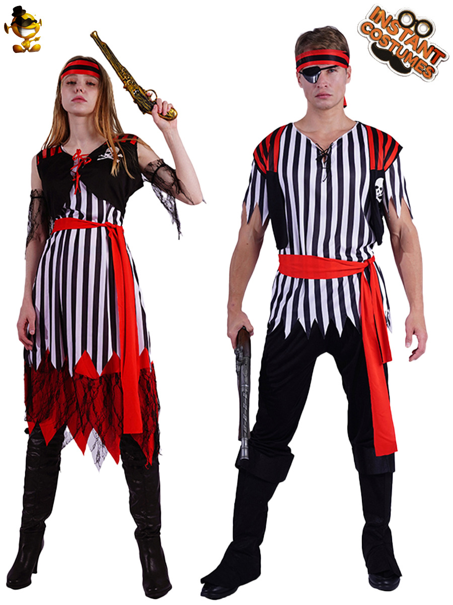 Adultos hombres y mujeres pareja película de Halloween pirata traje del Partido Pirata juego de rol ropa del funcionamiento de la etapa image 6
