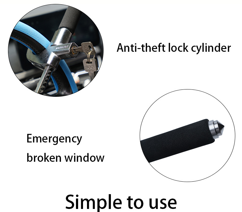Car Steering Wheel Lock, Anti-Theft Lock, Small Car Front Lock, Safety Self-Defense Retractable Handlebar Lock, Anti-Theft Device