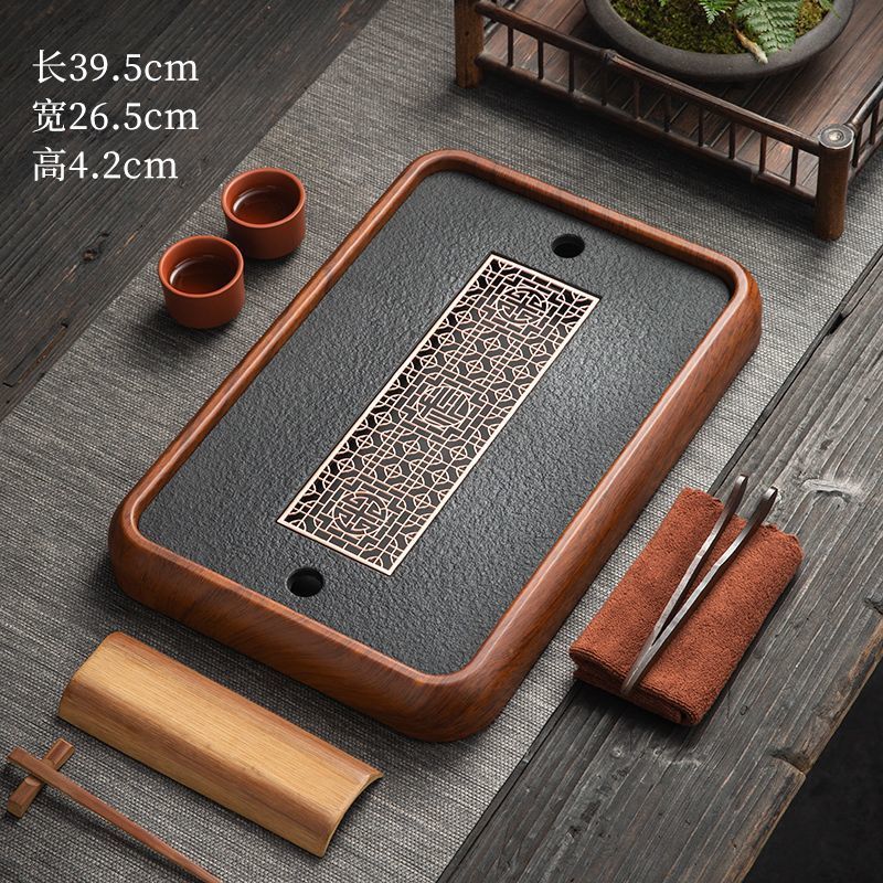2025 nuevo estilo imitación Wujinishi bandeja de té mesa de té juego de té pequeño bandeja de drenaje mesa de burbujas secas bandeja de té para el hogar