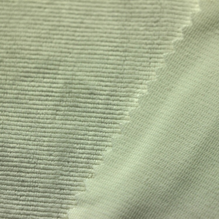 横抽条仿棉绒布料针织纬编弹力灯芯绒涤氨纶2x2抽条天鹅绒布面料