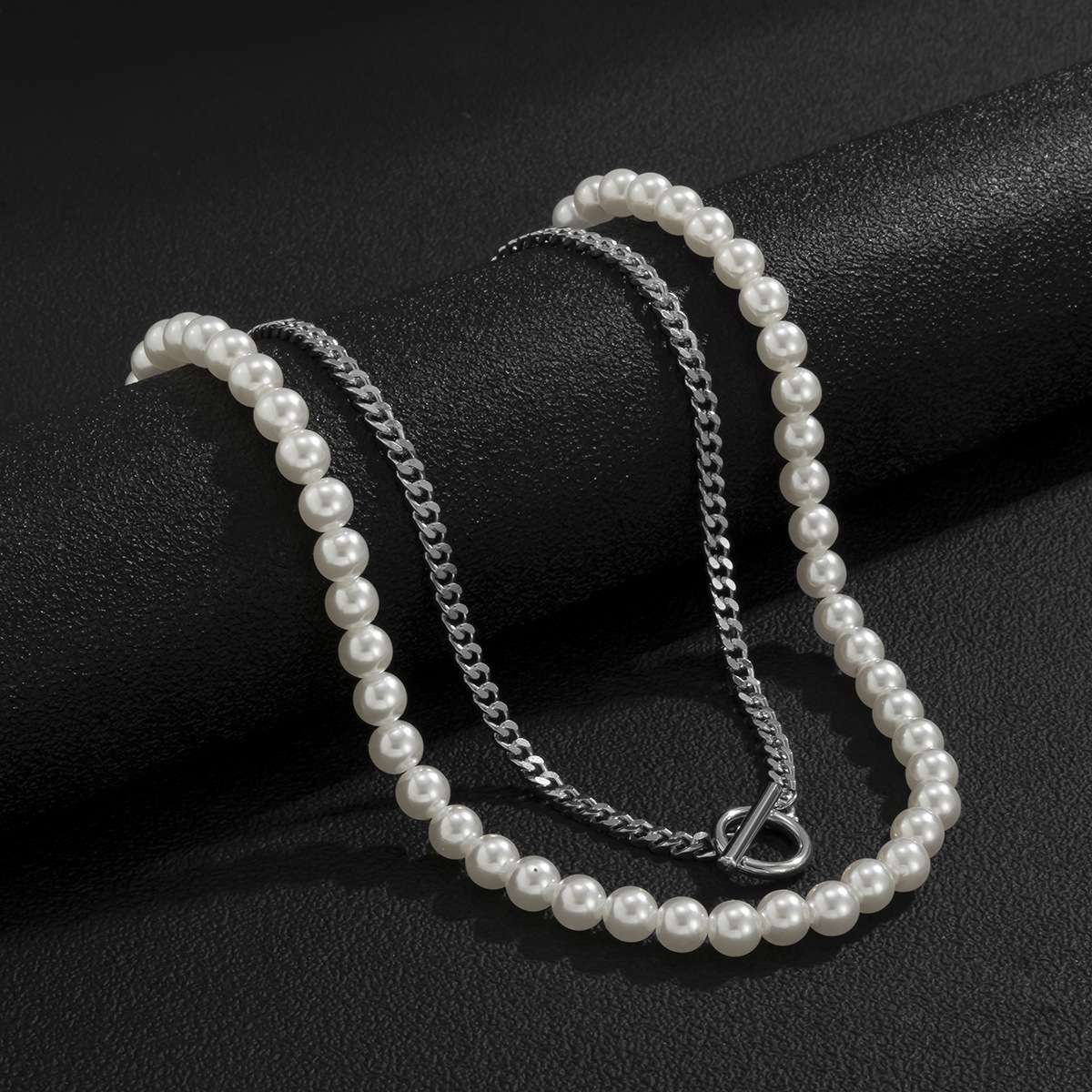 Fashion Geometric Imitation Pearl Iron Chain Men'S Necklace display picture 5