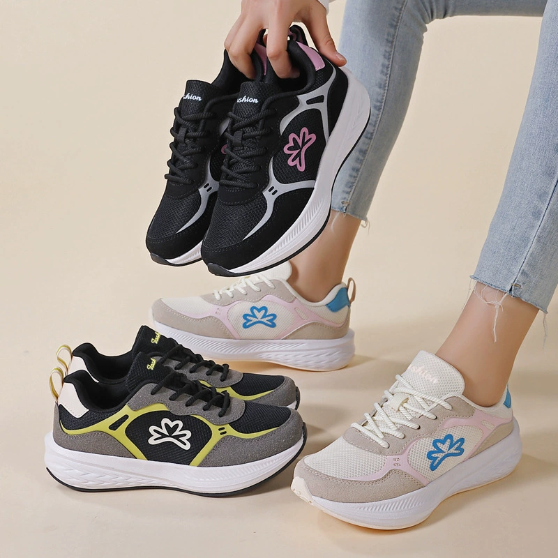 Женская прогулочная обувь, весенне-летняя спортивная сетчатая повседневная обувь, износостойкая, дышащая, удобная Легкая женская обувь для бега на шнуровке