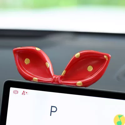 Cute Bow Car Interior Decoration Ornaments Internet Celebrity Car Center Console Car Screen Creative Decorations for Women (Other Automotive Interior Supplies) - princess-on-the-run-big-red