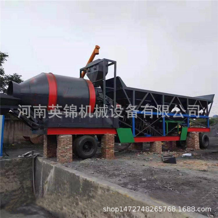 新型牵引式滚筒搅拌站 沥青粘合剂搅拌车 免基础混凝土移动搅拌站