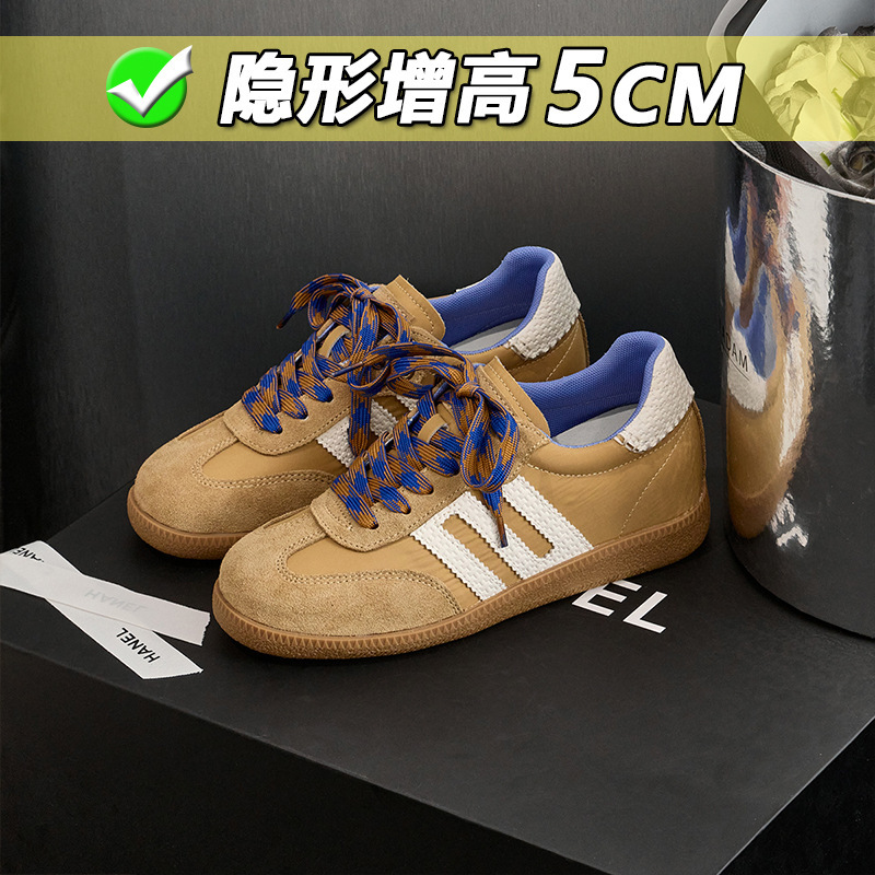Women's Spring and Autumn Small Size Brown Versatile Thick-Soled Lace-Up Flat Sneakers for Students with Hidden Height Increase Women's Spring and Autumn Small Size Brown Versatile Thick-Soled Lace-Up Flat Sneakers for Students with Hidden Height Increase