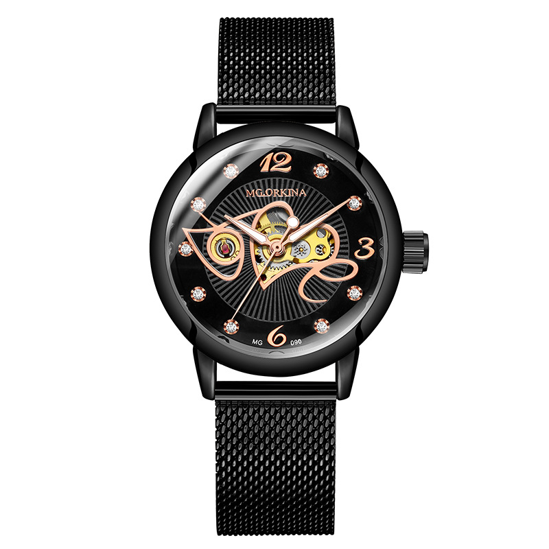 MG090 블랙 쉘 블랙 페이스 밀라노 벨트 (자동 이동)