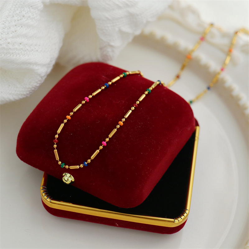 7g Weight Necklace Classification Titanium Steel Chain Material 1 Piece Quantity Holiday, Daily Occasion Titanium Steel Material Color Block Pattern Women's Gender Beaded Design Simple Style, Classic Style Style Wholesale Jewelry Simple Style Classic Style Color Block Titanium Steel Beaded Necklace 6