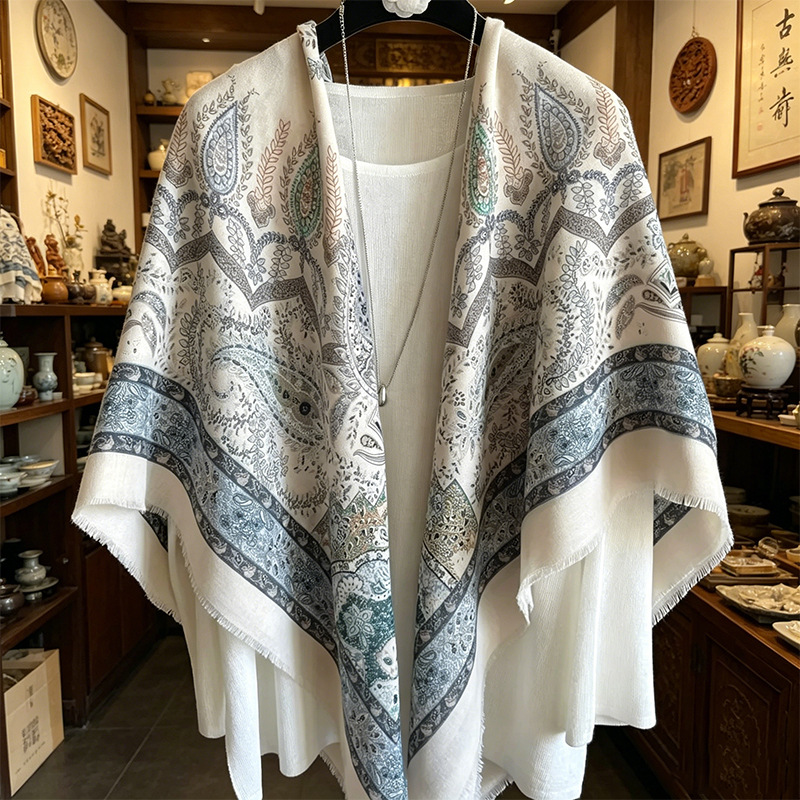 Ethnic Style Versatile Shawl Scarf, Light Luxury Fashion, Travel Photography, Large Square Scarf, Outerwear Decoration, High-End Feel Shawl for Women