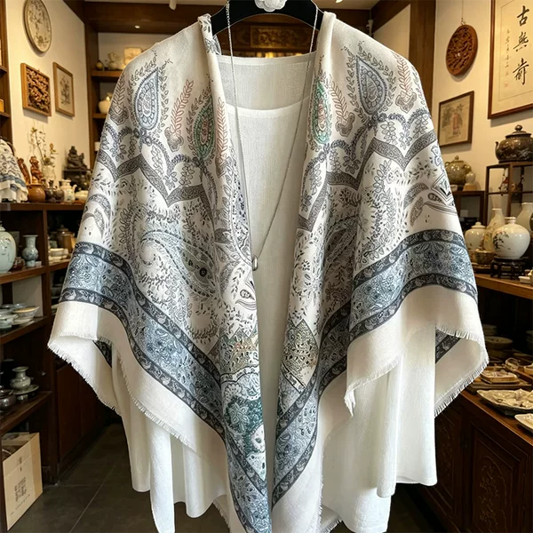 Ethnic Style Versatile Shawl Scarf, Light Luxury Fashion, Travel Photography, Large Square Scarf, Outerwear Decoration, High-End Feel Shawl for Women