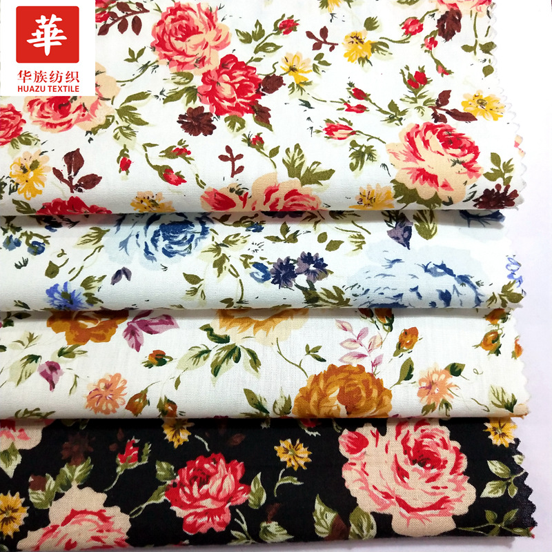全棉纯棉印花布 牡丹玫瑰花 夏季女装童装连衣裙箱包布料现货批发
