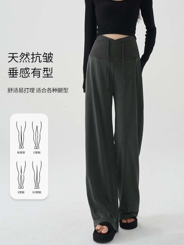孕妇裤秋季外穿2025新款大码孕期长裤低腰系带小个子阔腿裤孕妇装|undefined