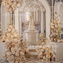 2025厂家直供香槟色系婚礼仿真花欧式婚礼路引花排家居摄影布景花