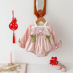 Stylish Year-Design Winter Fleece-Padded & Thickened Warm Romper for Babies and Toddlers, Baby Year-Design Outfit