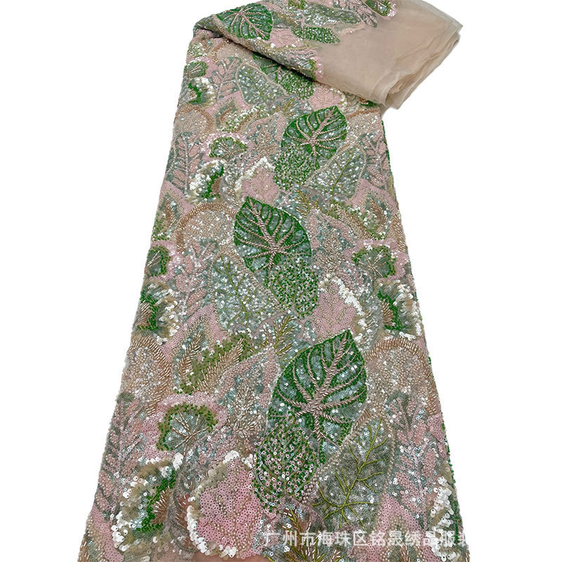 New Cashew Flower Sequin Lace Fabric Wedding Dress Performance Clothing DIY Sequin Embroidery Fabric Export