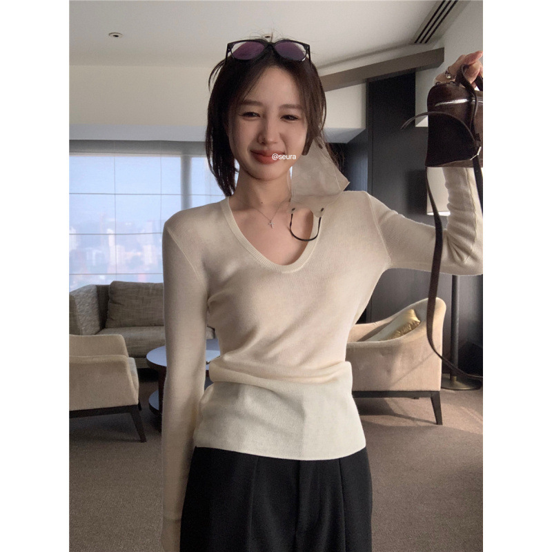 Retro woolen base body-friendly autumn design fitted knitted…