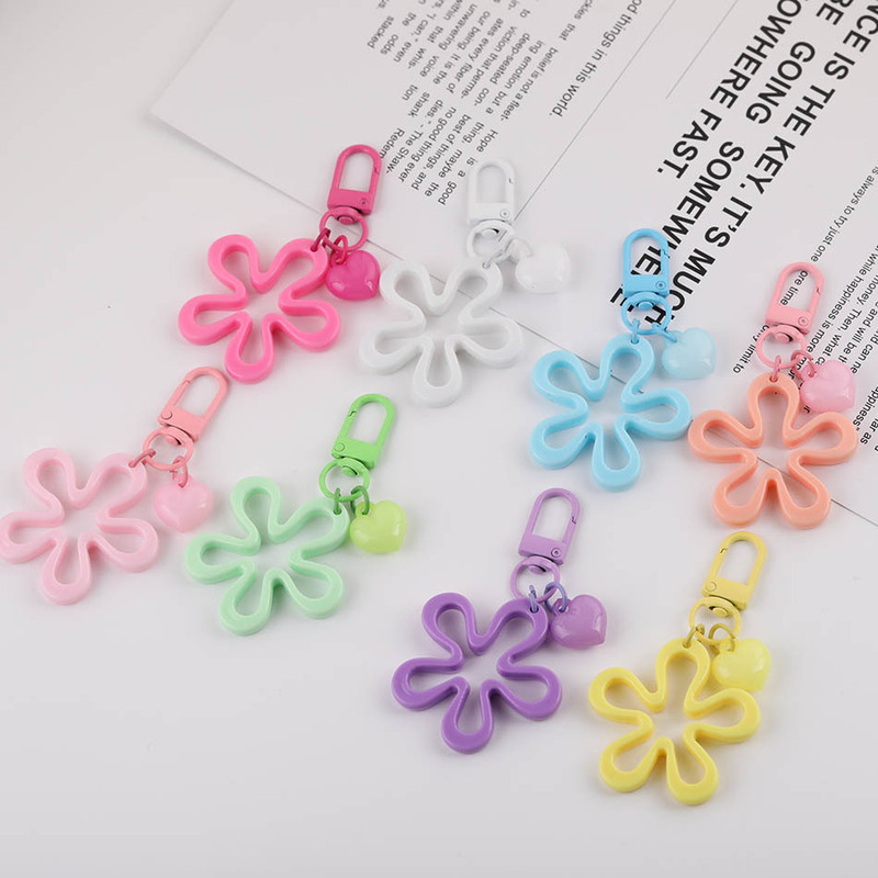 Dopamine Big Wave Flower Heart Keychain DIY Handmade Bag Pendant Jewelry Material Small Accessories
