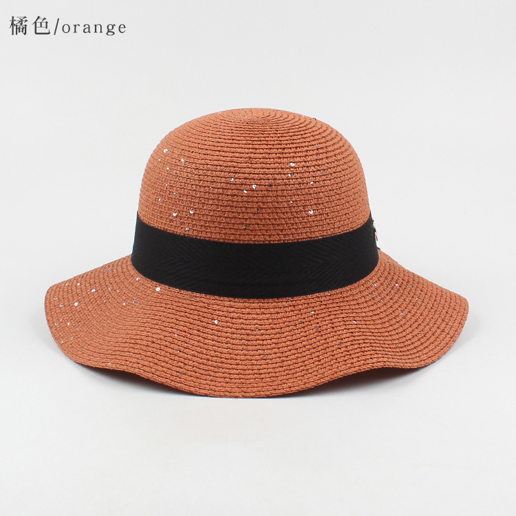 Fashion Bowknot Wave Side Foldable Sunscreen Straw Hat display picture 7