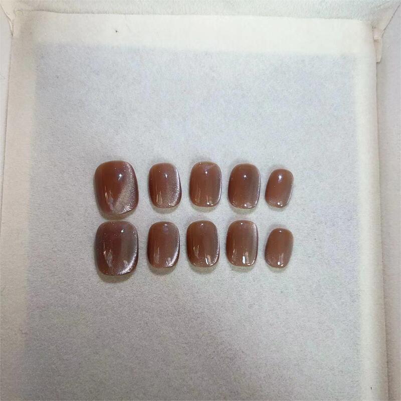Handmade Wear Armor Factory Straight Hair Autumn and Winter Maillard Color Cat's Eye Amber Brown Magnet Stone Cat's Eye