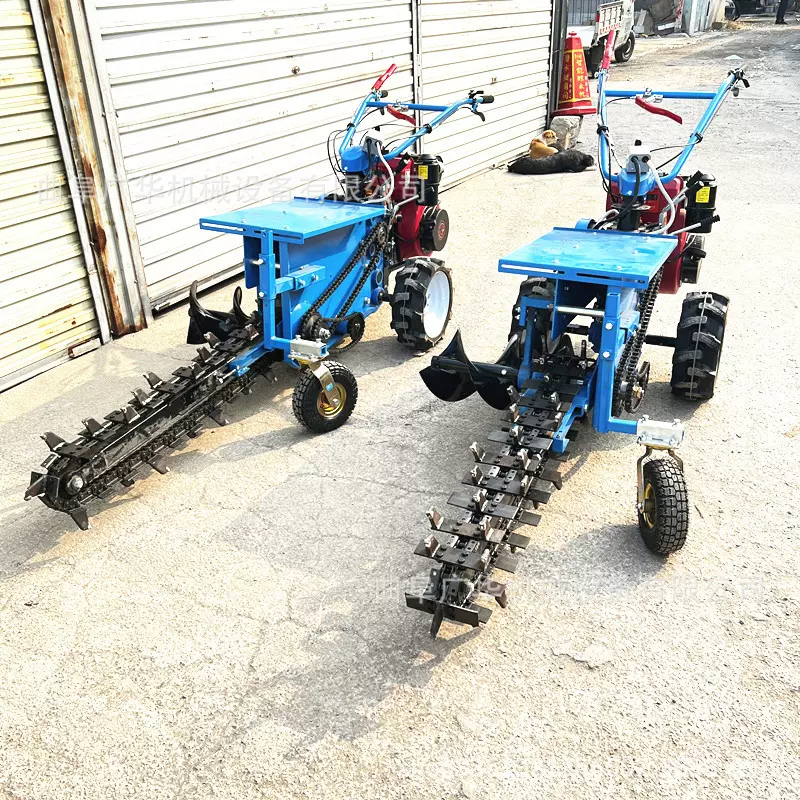 1米深度手扶链条开沟机农田种植排水开槽挖沟机柴油动力
